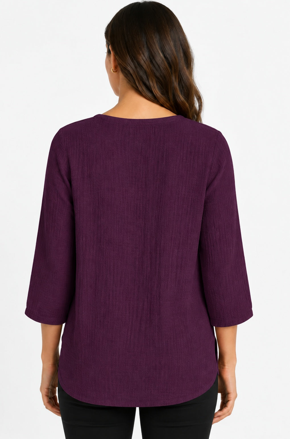 Prairie Cotton by CMC Crinkle Gauze 3/4 Sleeve V-Neck Tunic - CG304