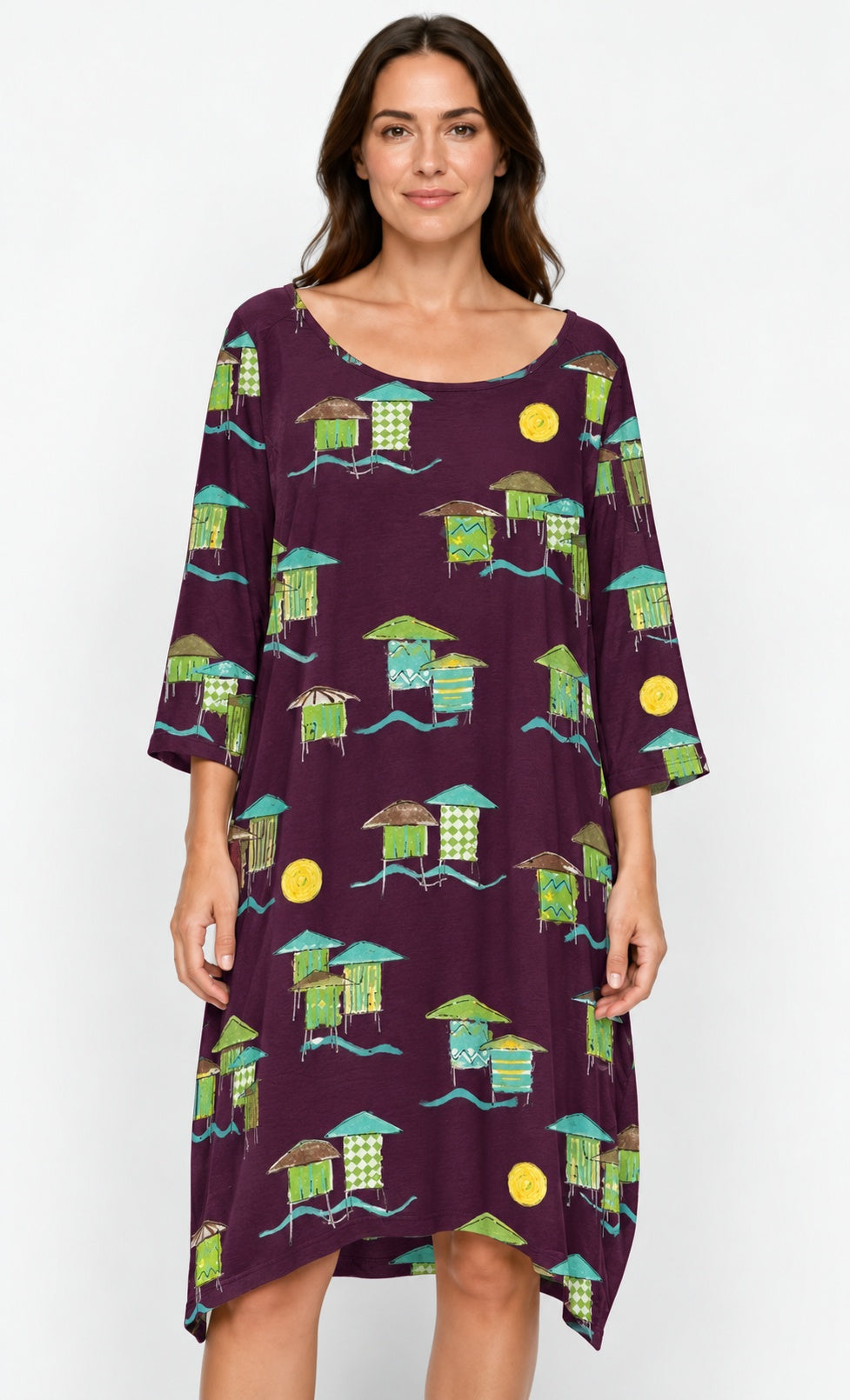 Prairie Cotton by CMC Printed Tulip Dress - BB956/P - JERSEY BORA BORA
