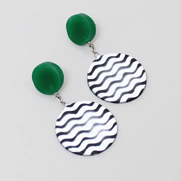 SYLCA Emerald Lunetta Earrings - LS22E21 - GREEN