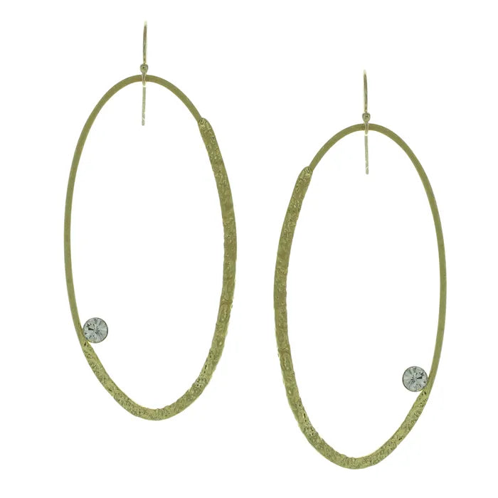 Takobia Gold Oval w/ Crystal Earring - 2662