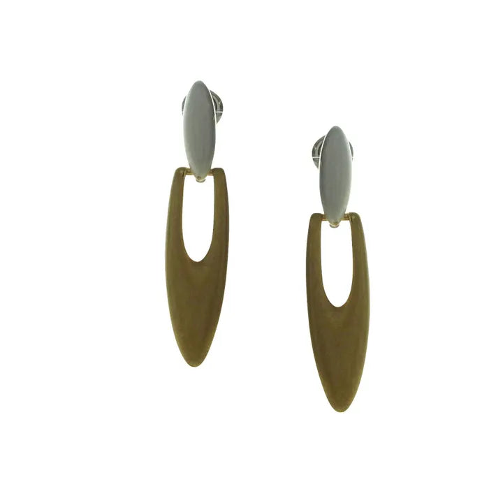 Takobia Two Tone Slim Drop Post Earring - 2733