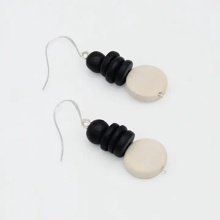 SYLCA White and Black Dusk Earrings - SD25E27 - WHITE