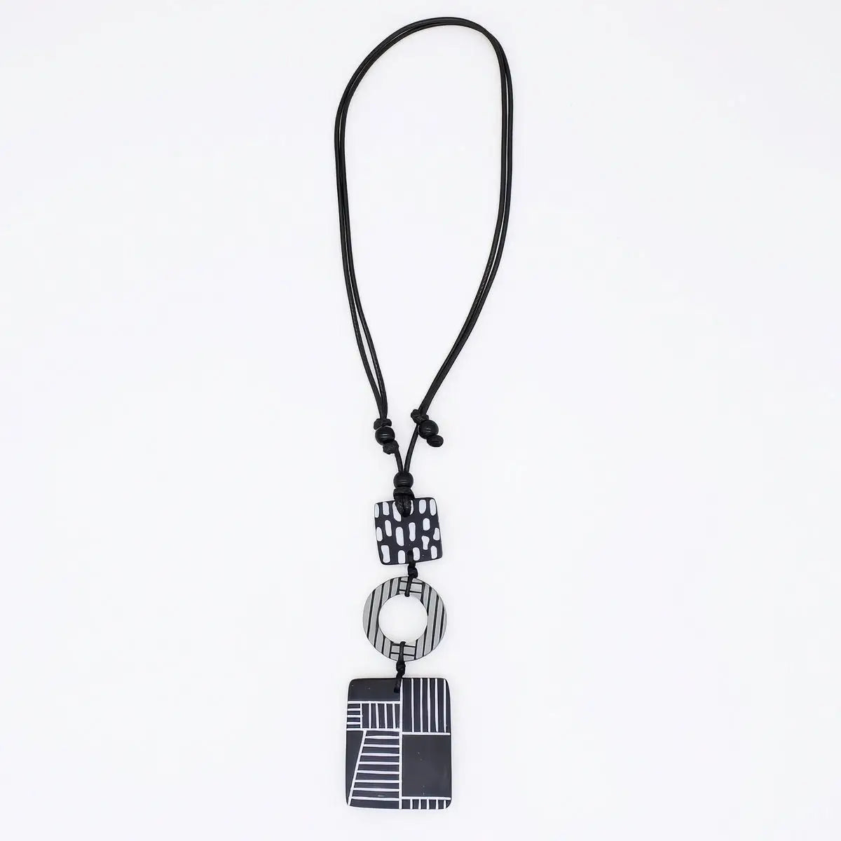 SYLCA Monochromatic Geovibe Pendant Necklace - LS25N31 - BLACK/WHITE