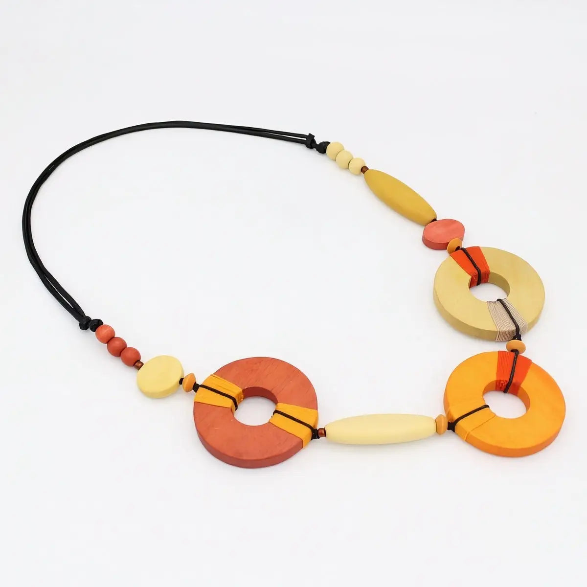 SYLCA Saylor Orange Wood Open Bead Necklace