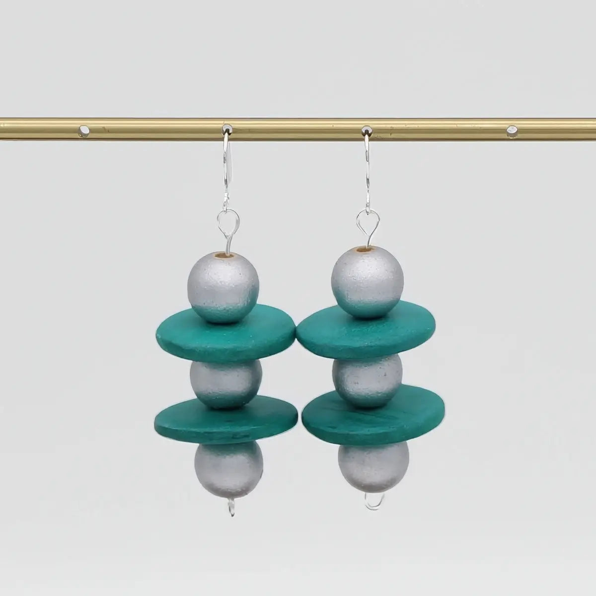 SYLCA Silver and Teal Contemporary Earring