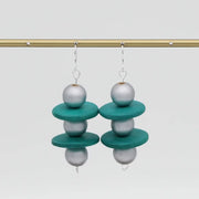SYLCA Silver and Teal Contemporary Earring