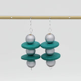 SYLCA Silver and Teal Contemporary Earring