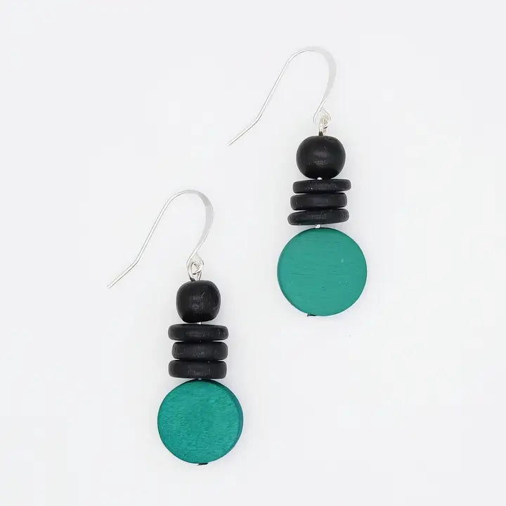 SYLCA Teal and Black Dusk Earrings - SD25E27 - TEAL