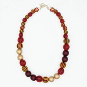 SYLCA Threaded Art Deco Necklace - SD26N34 - MAROON/GOLD