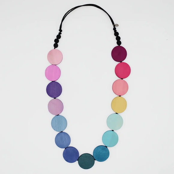 SYLCA Wood Rainbow Bead Statement Necklace