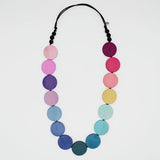 SYLCA Wood Rainbow Bead Statement Necklace