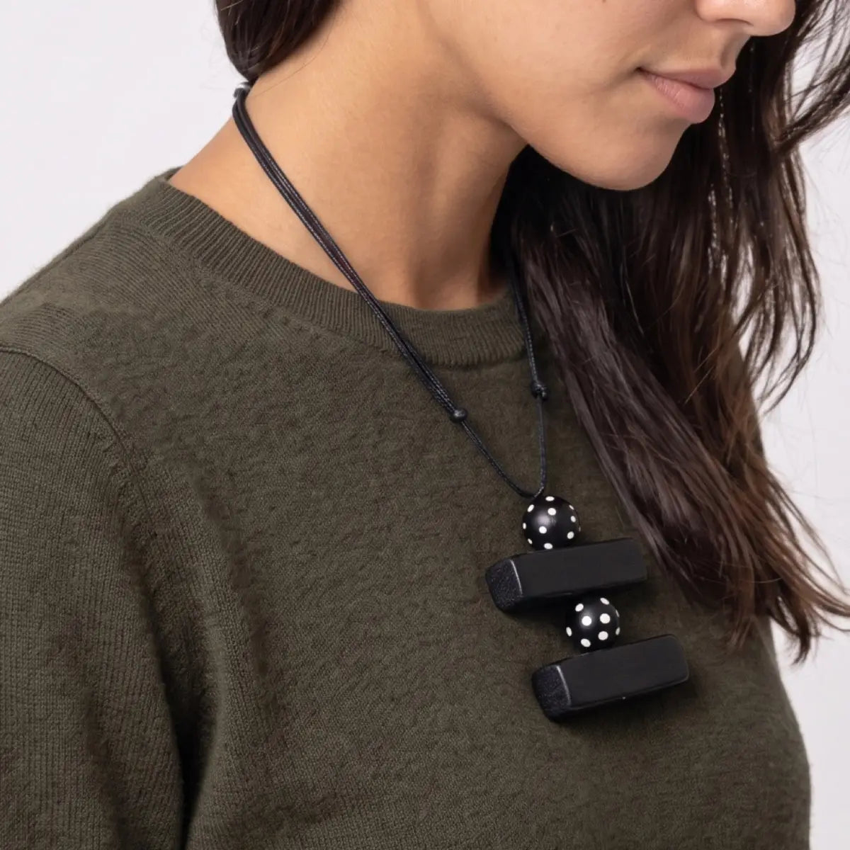SYLCA Bonnie Black Polka Dot Pendant - SD26N31 - BLACK