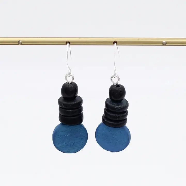 SYLCA Blue and Black Dusk Earrings - SD25E27 - BLUE
