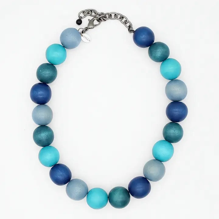 SYLCA Shades of Blue Faye Beaded Choker - SD25N55 - BLUE