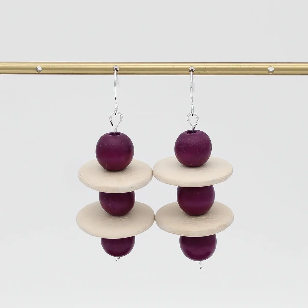SYLCA Purple and Ivory Contemporary Earring