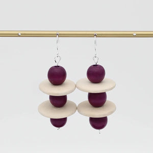 SYLCA Purple and Ivory Contemporary Earring