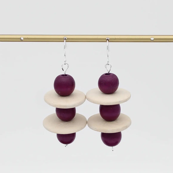 SYLCA Purple and Ivory Contemporary Earring
