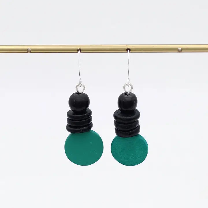 SYLCA Teal and Black Dusk Earrings - SD25E27 - TEAL