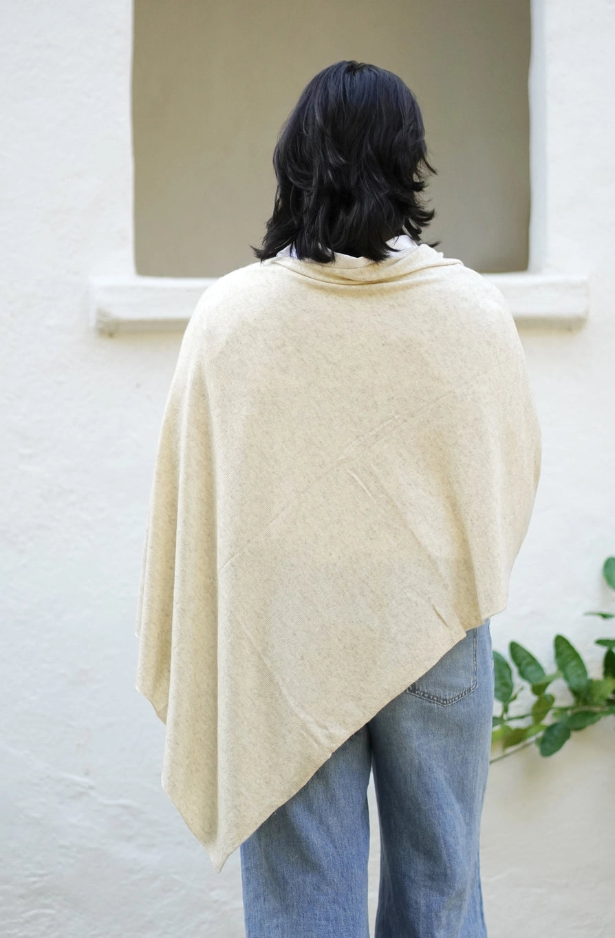 Dolma Cashmere Poncho - OATMEAL