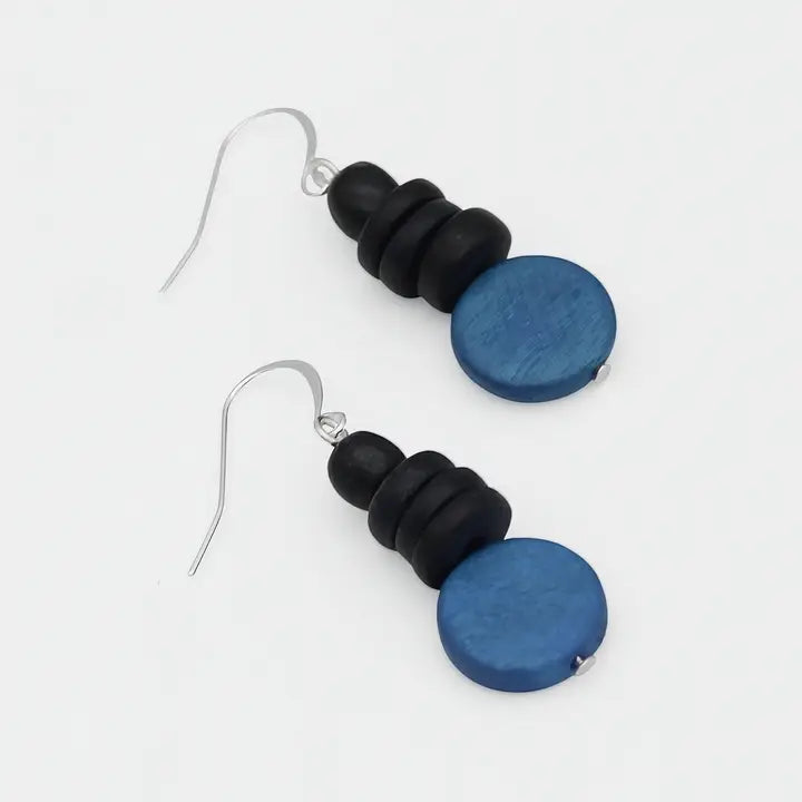 SYLCA Blue and Black Dusk Earrings - SD25E27 - BLUE
