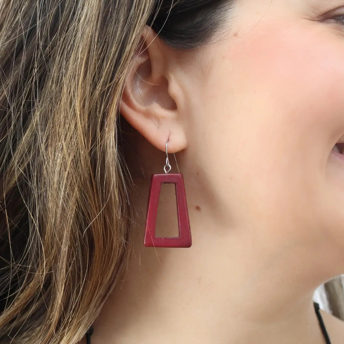 SYLCA Burgundy Driftwood Dangle Earrings