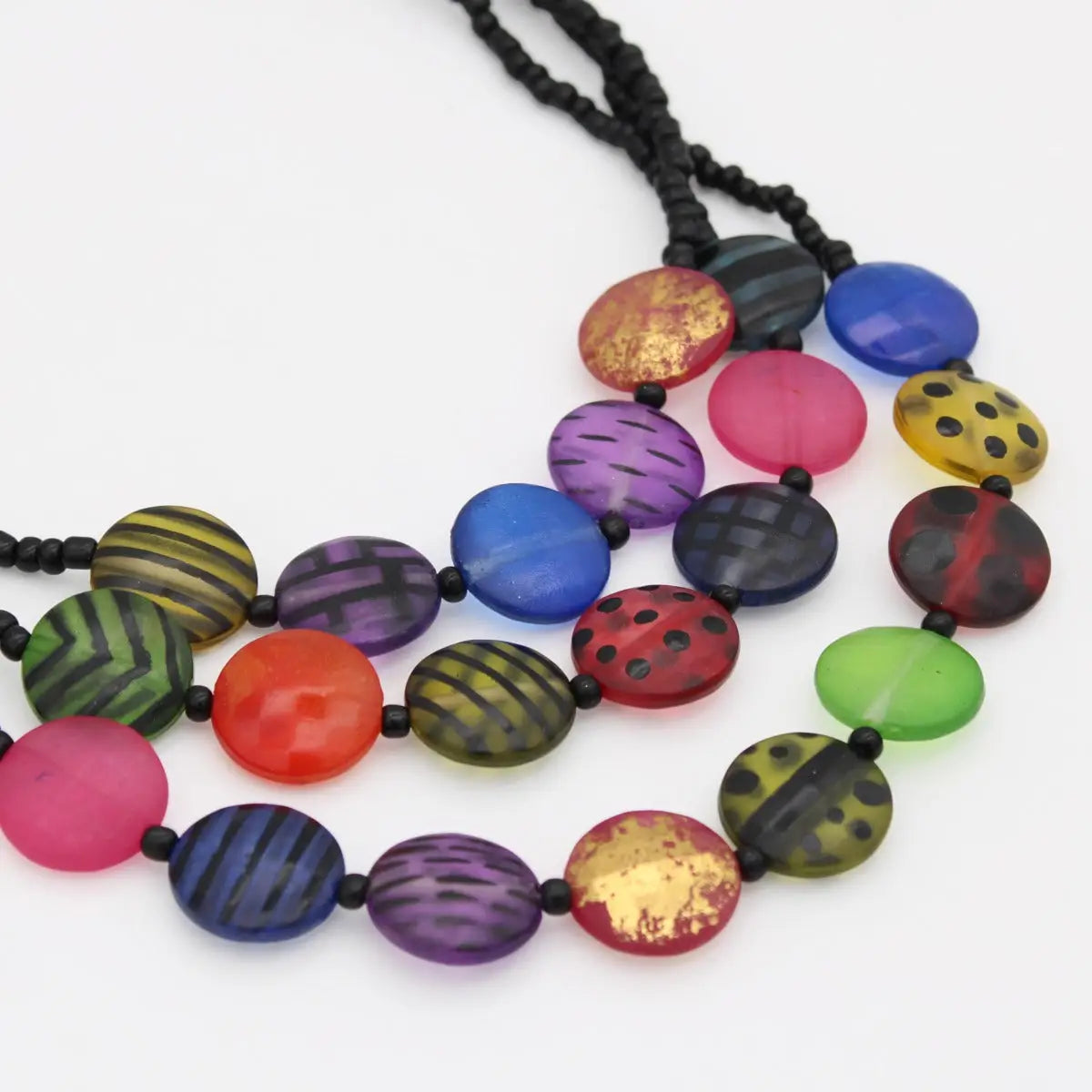 SYLCA Multi Sea Stone Triple Strand Necklacee - LS26N09 - MULTI