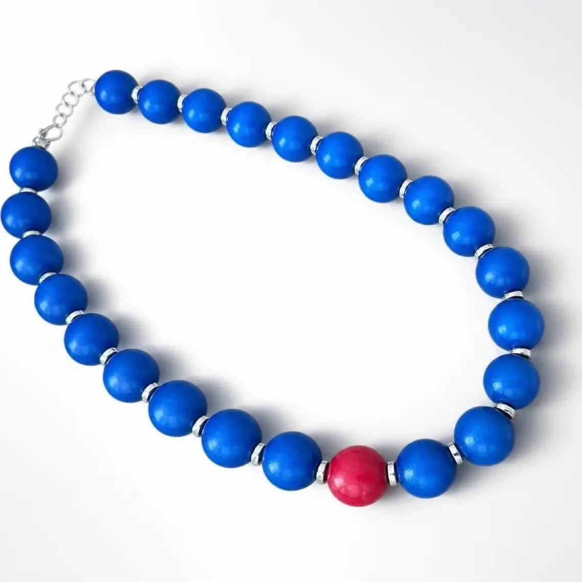 SYLCA Patriot Pop Wood Statement Necklace - SD26N21 - BLUE