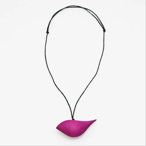 SYLCA Fuchsia Robin Bird Wooden Pendant Adjustable Necklace