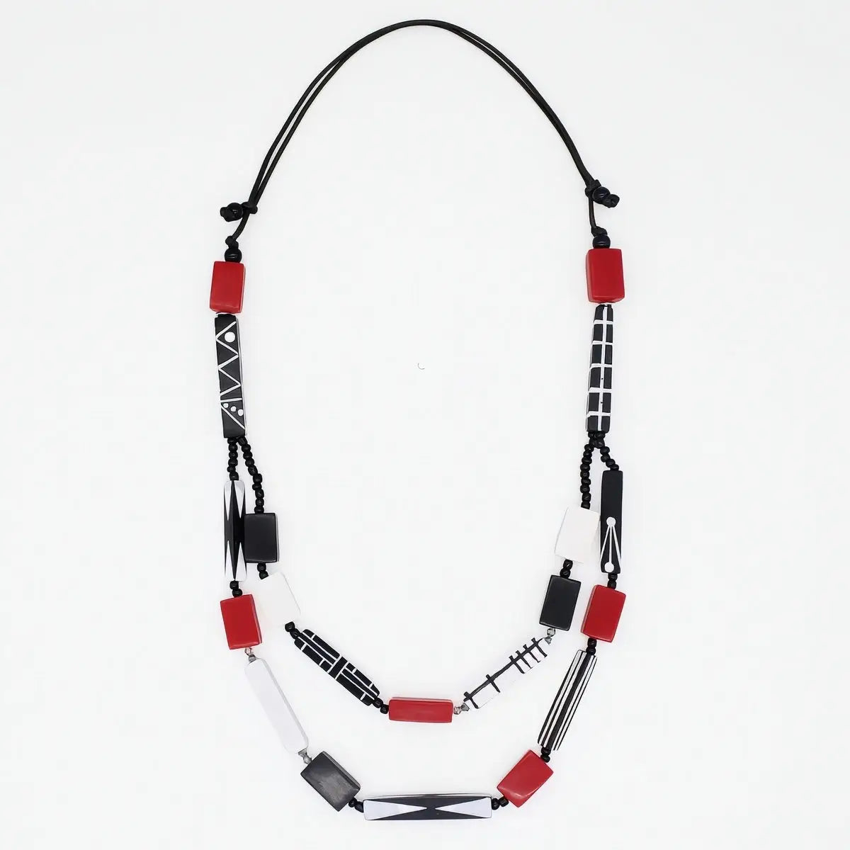 SYLCA Soran Red Mixed Bead Necklace - LS26N23 - RED