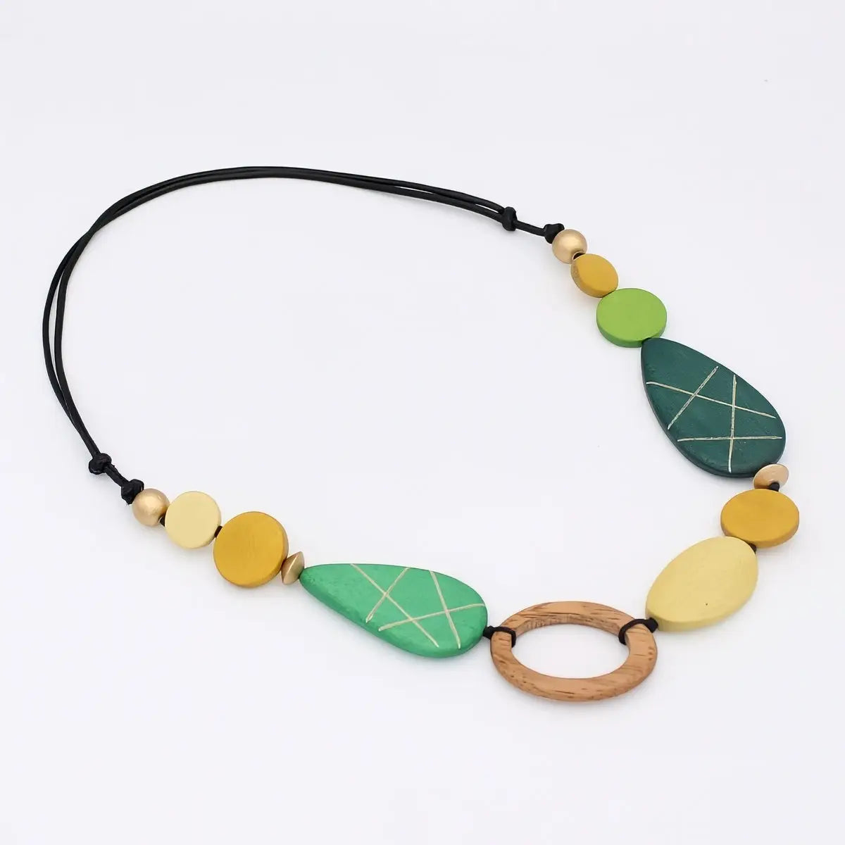 SYLCA Laken Carved Wood Link Necklace