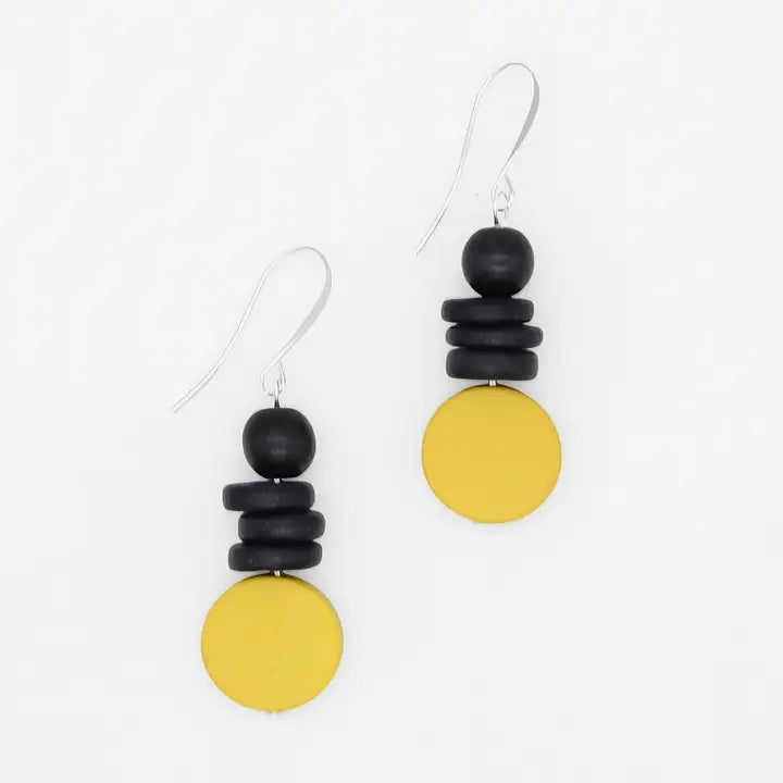 SYLCA Yellow and Black Dusk Earrings - SD25E27 - YELLOW