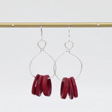 SYLCA Three Ring Red Noa Dangle Earrings