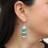 SYLCA Silver and Teal Contemporary Earring