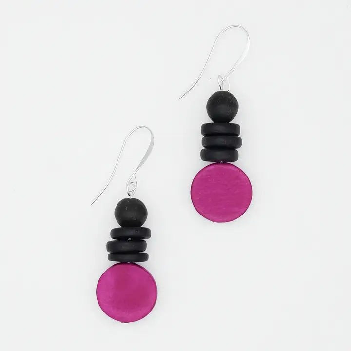 SYLCA Fuchsia and Black Dusk Earrings - SD25E27 - FUCHSIA