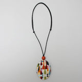 SYLCA Multicolor Abstract Decoupage Cat Pendant Necklace