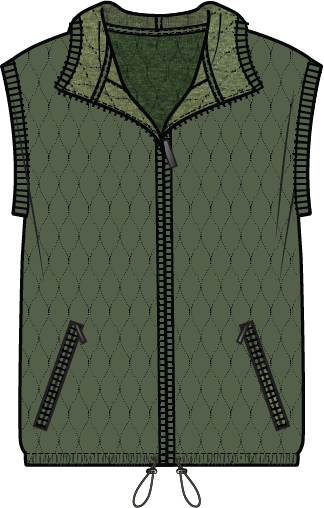 Habitat Dbl Faced Quilts Zip Vest - 22918 - FERN (NOT NAVY)