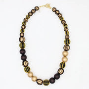 SYLCA Threaded Art Deco Necklace - SD26N34 - BROWN/GOLD