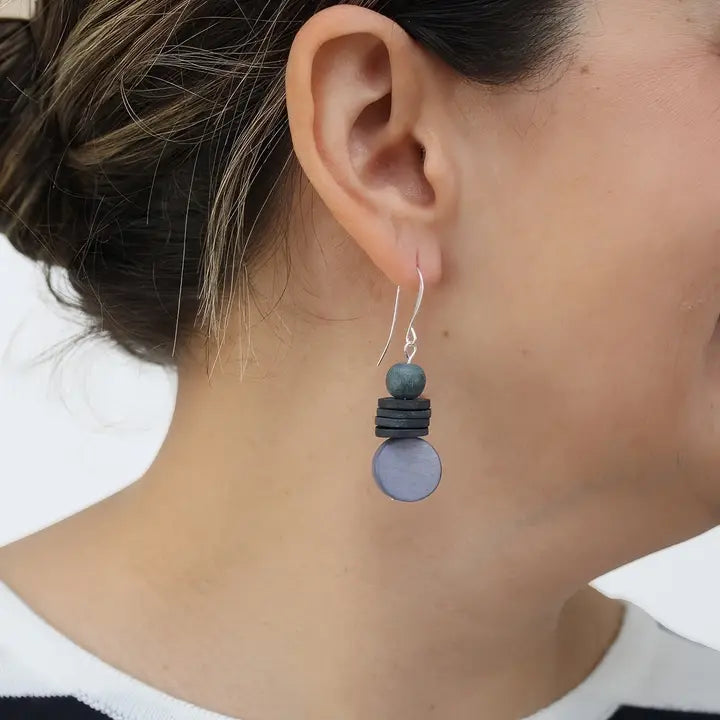 SYLCA Periwinkle and Black Dusk Earrings - SD25E27 - PERIWINKLE