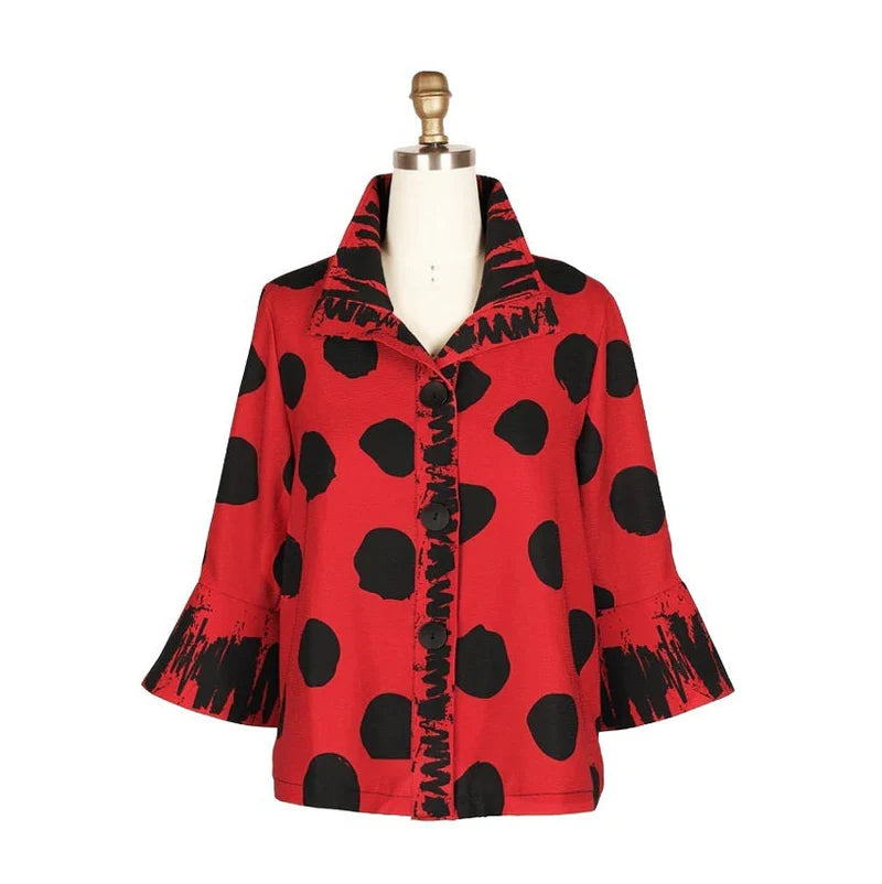 DAMEE DOTS & SCRIBBLES SHORT JKT - 4939 - RED AND BLACK