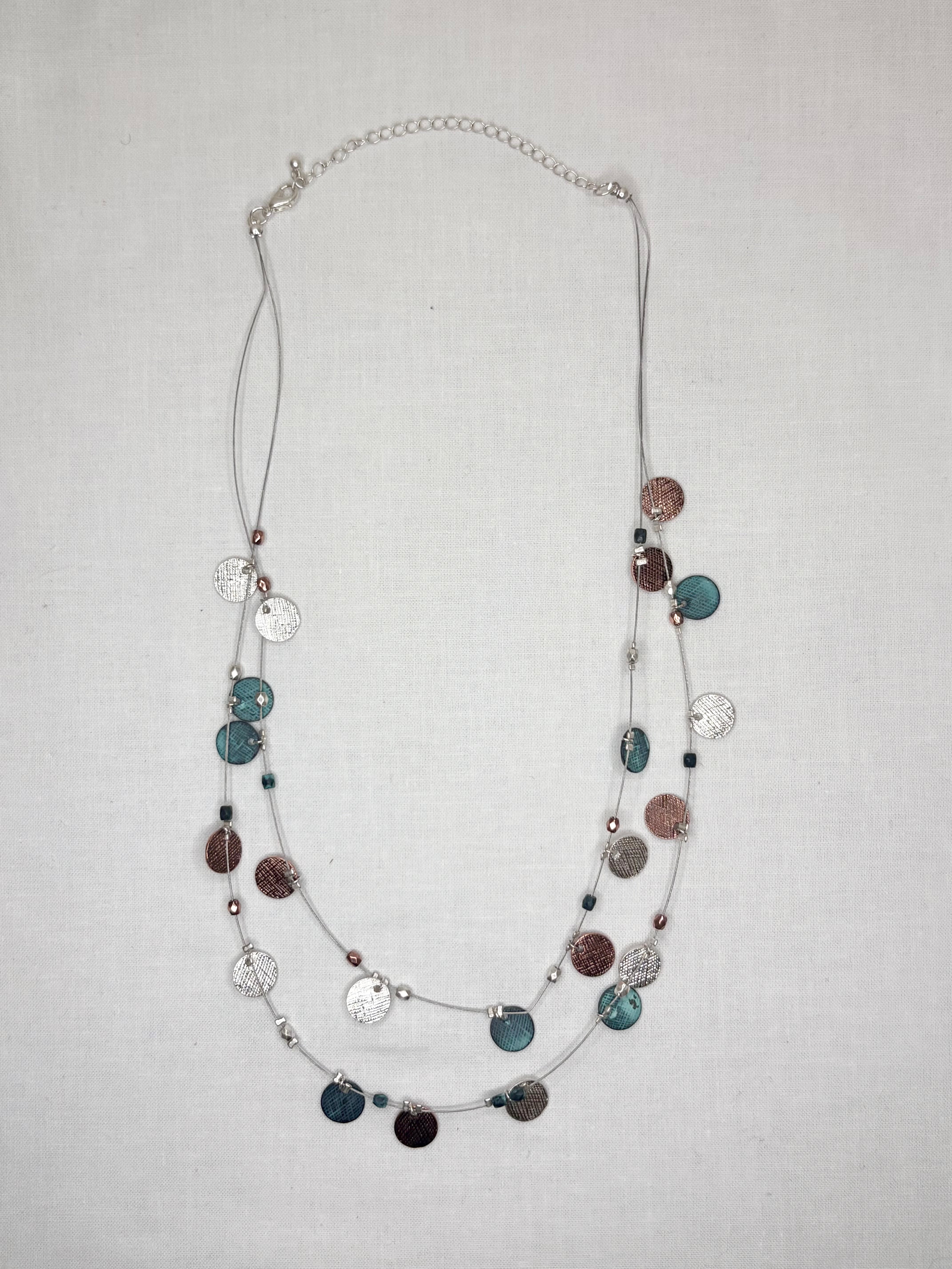 RAIN Patina Multi Charmy Disc Wire Necklace