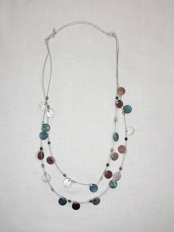 RAIN Patina Multi Charmy Disc Wire Necklace
