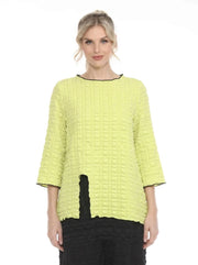 MOONLIGHT Textured Black Piping Cut Out Top - 4008 - YELLOW