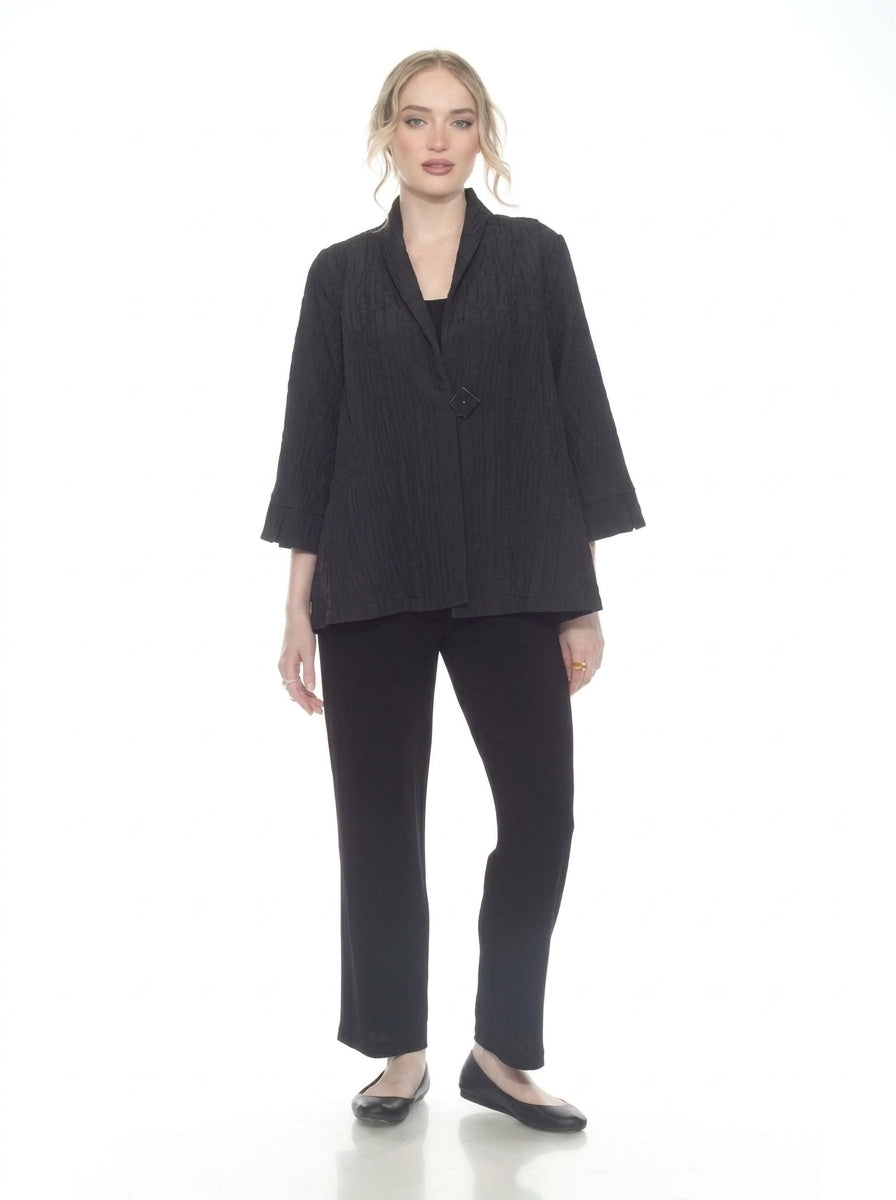 MOONLIGHT One Button Crinkle Fabric Jacket - 3971 - BLACK
