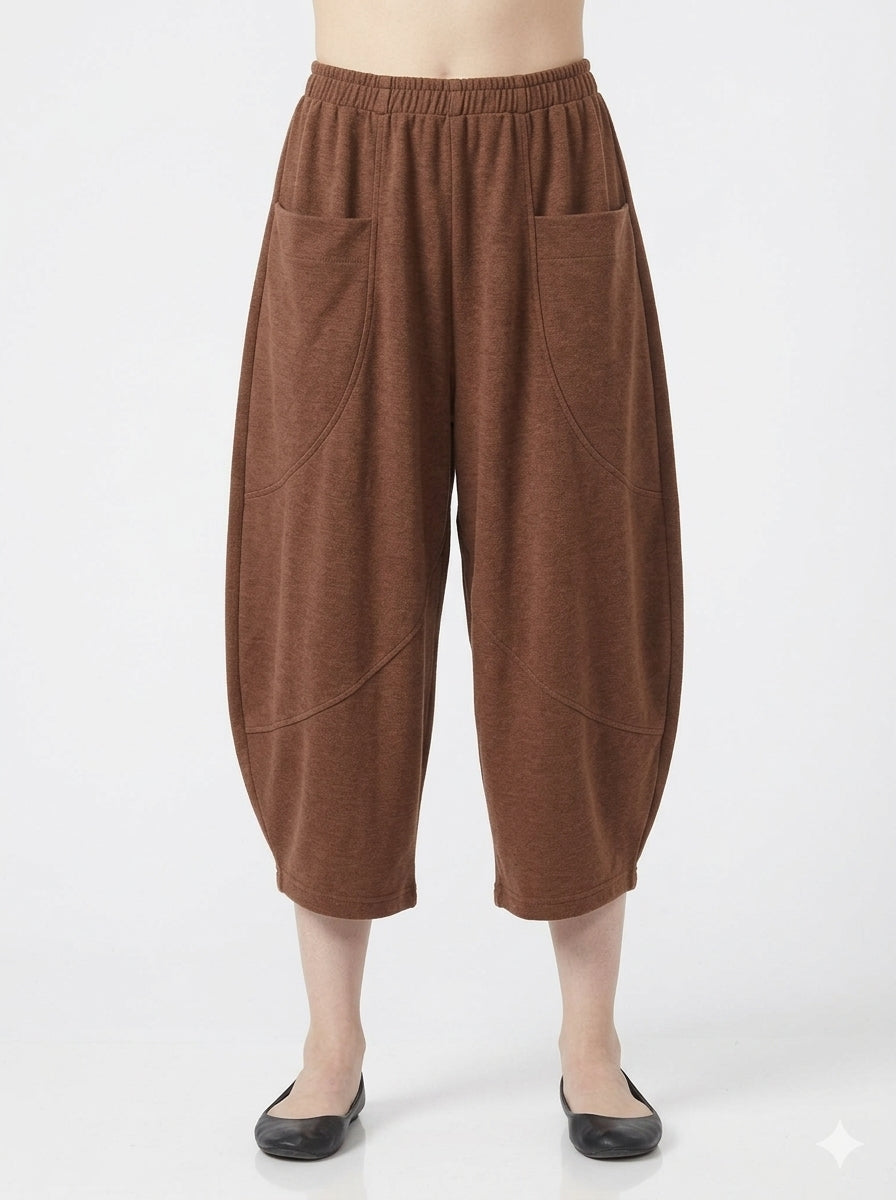 MOONLIGHT Cropped Solid Pant - P3931SOL - BROWN