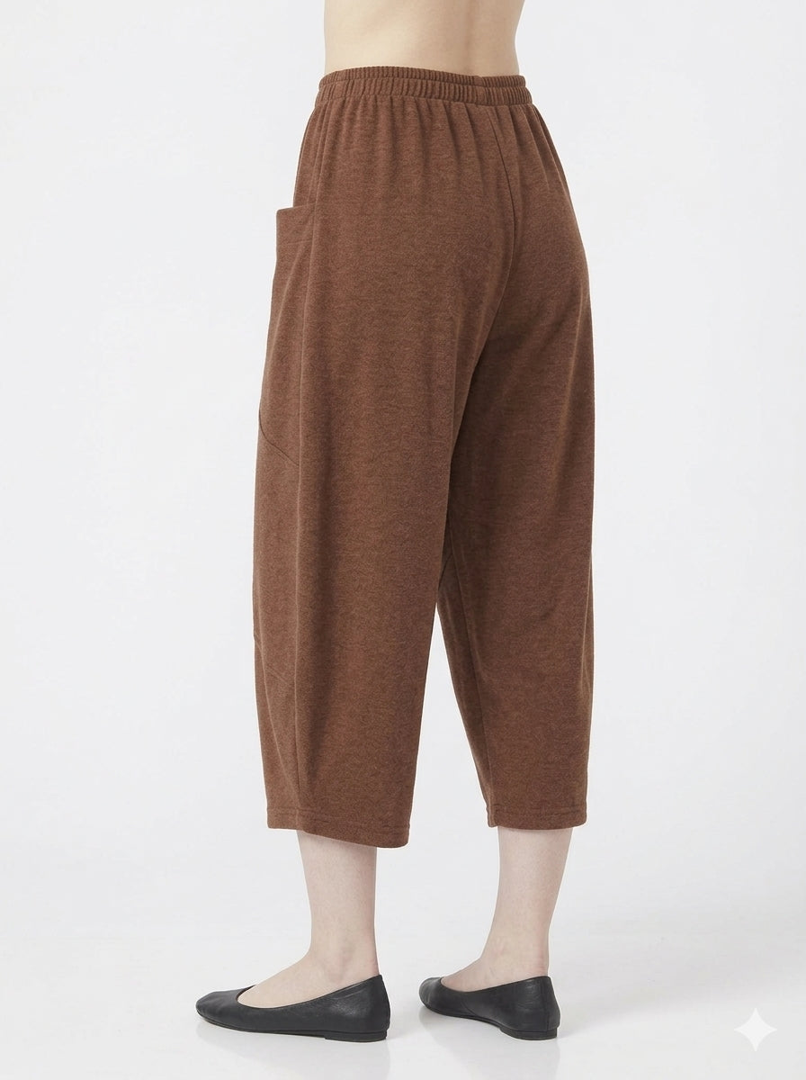 MOONLIGHT Cropped Solid Pant - P3931SOL - BROWN