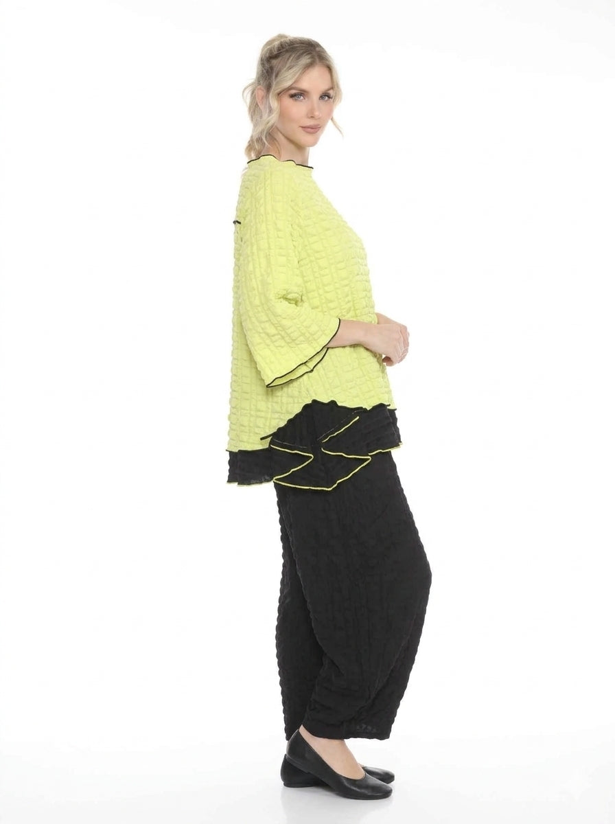MOONLIGHT Textured Black Piping Cut Out Top - 4008 - YELLOW