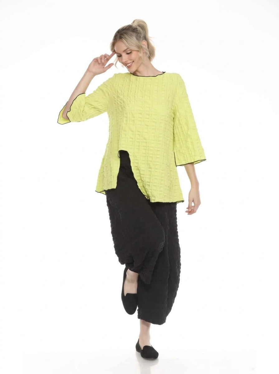 MOONLIGHT Textured Black Piping Cut Out Top - 4008 - YELLOW