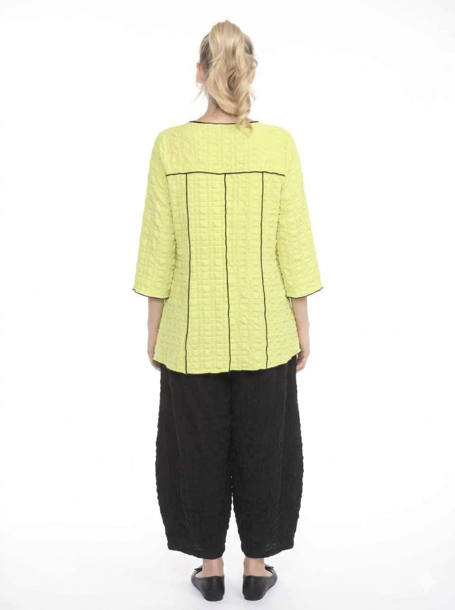 MOONLIGHT Textured Black Piping Cut Out Top - 4008 - YELLOW