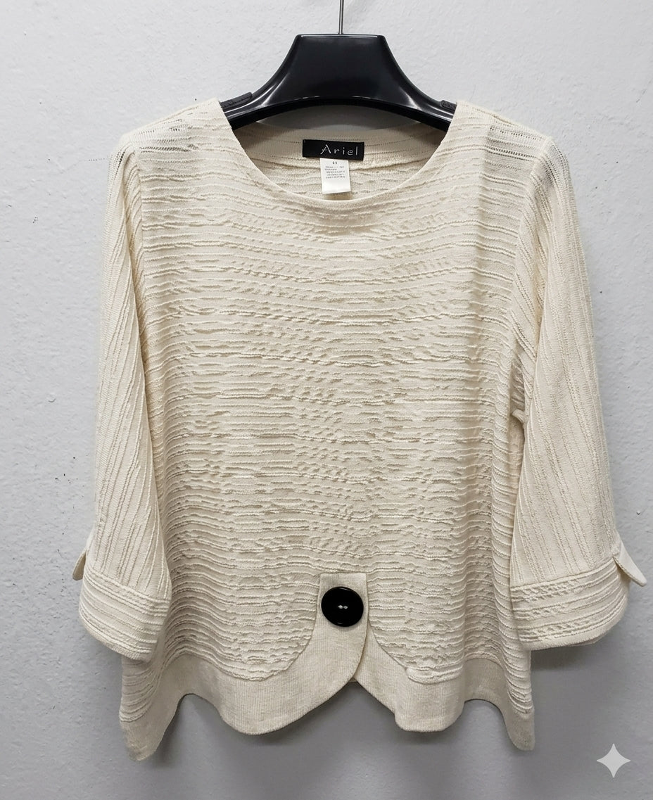 MOONLIGHT Textured Button Detail Top - 3488 - IVORY