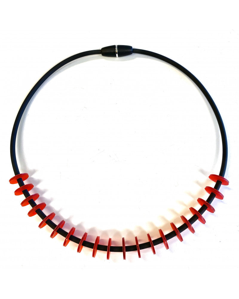 LYDIA BREMER NECKLACE- Coins 22"-  RED